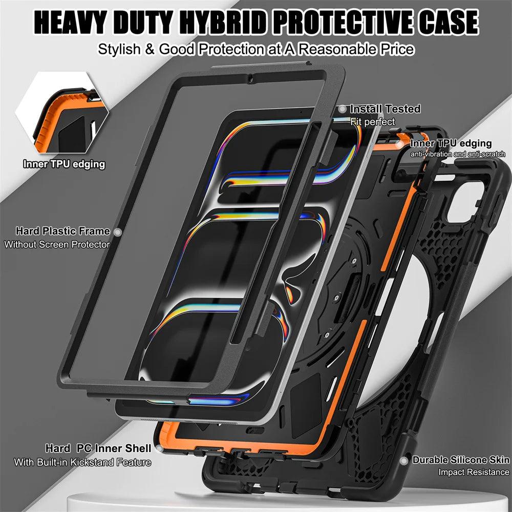 iPad Air 11 2024 Rotating Strap Heavy Duty Shockproof Cover - CaseBuddy Australia