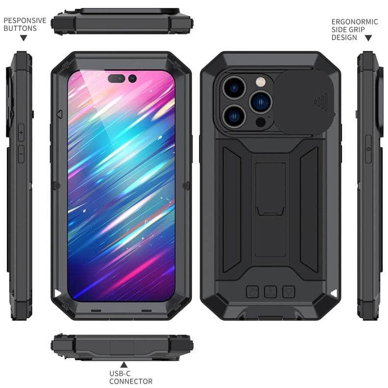 Casebuddy iPhone 15 Full Body Rugged Armor Shockproof Metal Cover