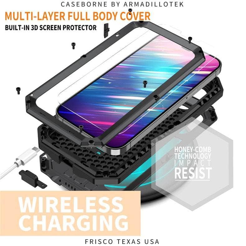 Casebuddy iPhone 15 Full Body Rugged Armor Shockproof Metal Cover