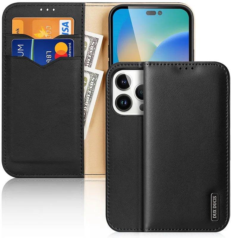 Casebuddy iPhone 15 Plus Dux Ducis Luxury Genuine Leather Wallet