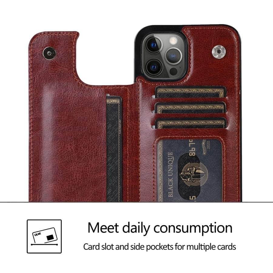 Casebuddy iPhone 15 Plus Wallet Double Button Card Stand