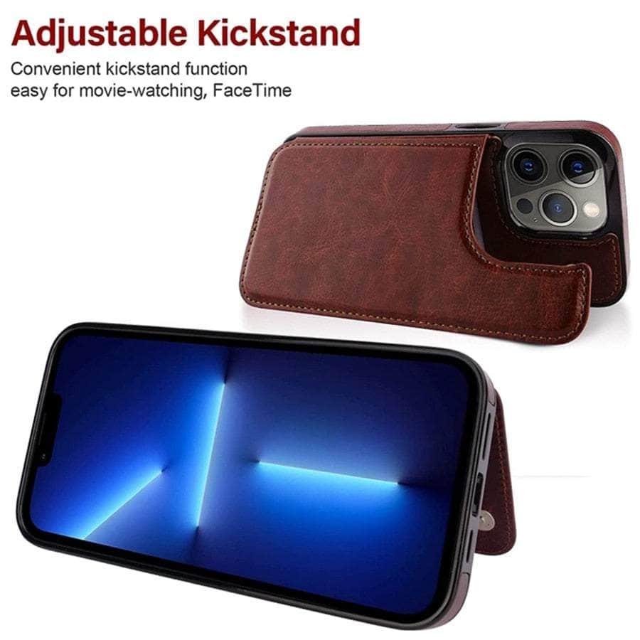 Casebuddy iPhone 15 Plus Wallet Double Button Card Stand