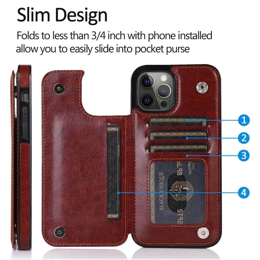 Casebuddy iPhone 15 Pro Max Wallet Double Button Card Stand