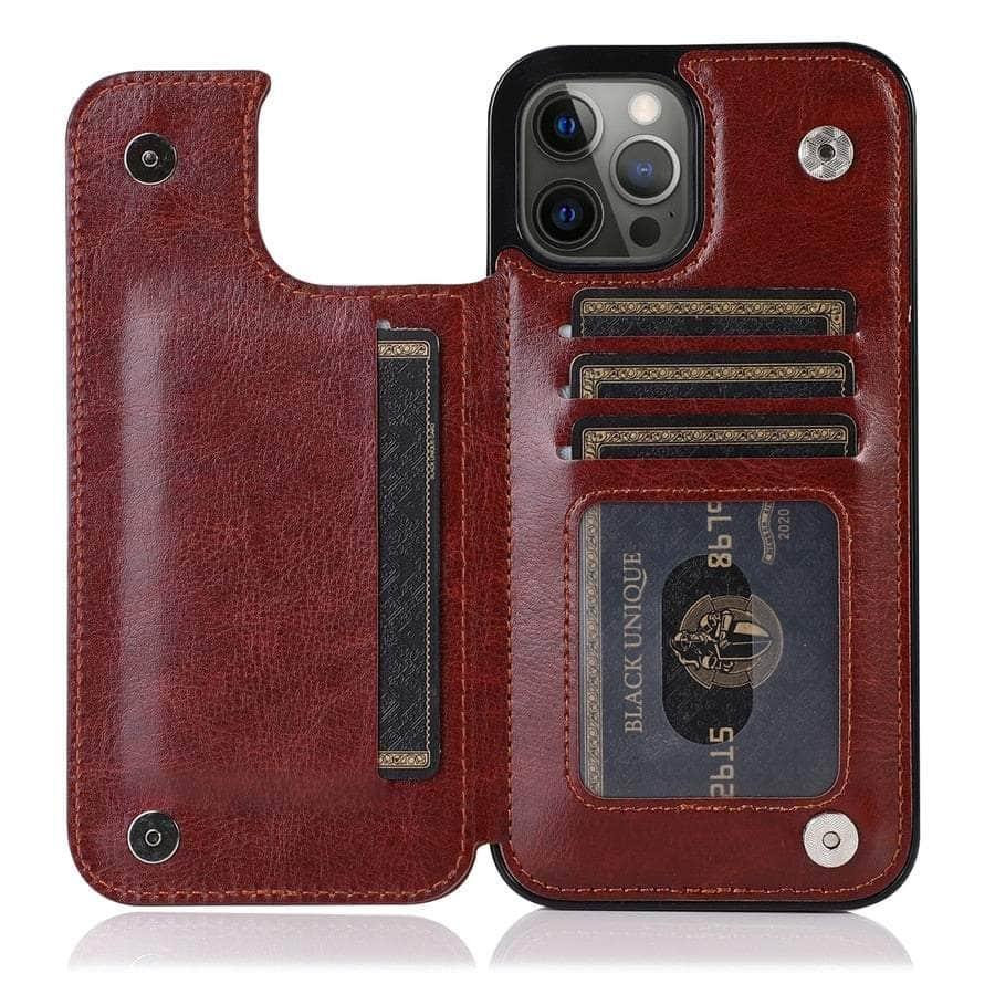 Casebuddy iPhone 15 Pro Max Wallet Double Button Card Stand