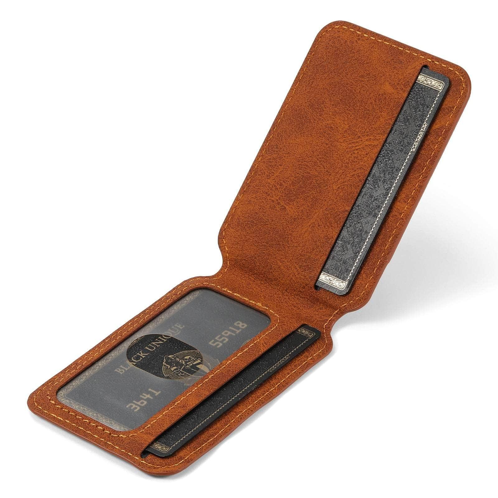 Casebuddy Magnetic iPhone 15 Leather Card Case