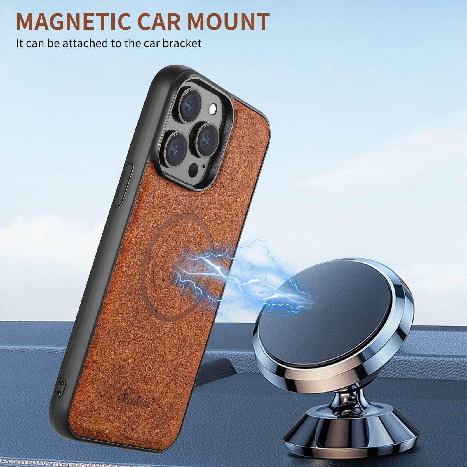 Casebuddy Magnetic iPhone 15 Plus Leather Card Case