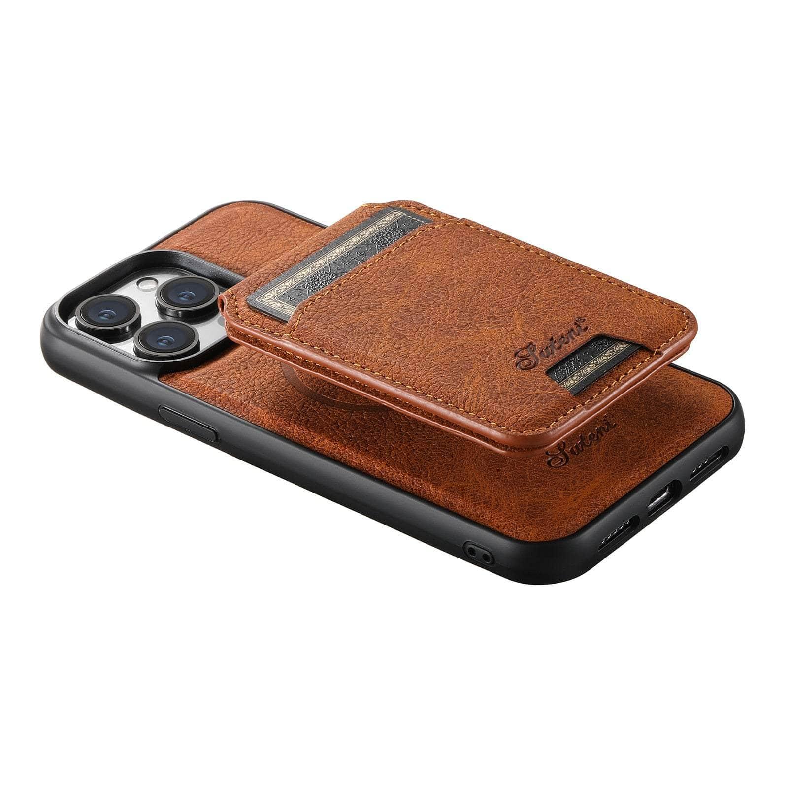 Casebuddy Magnetic iPhone 15 Plus Leather Card Case