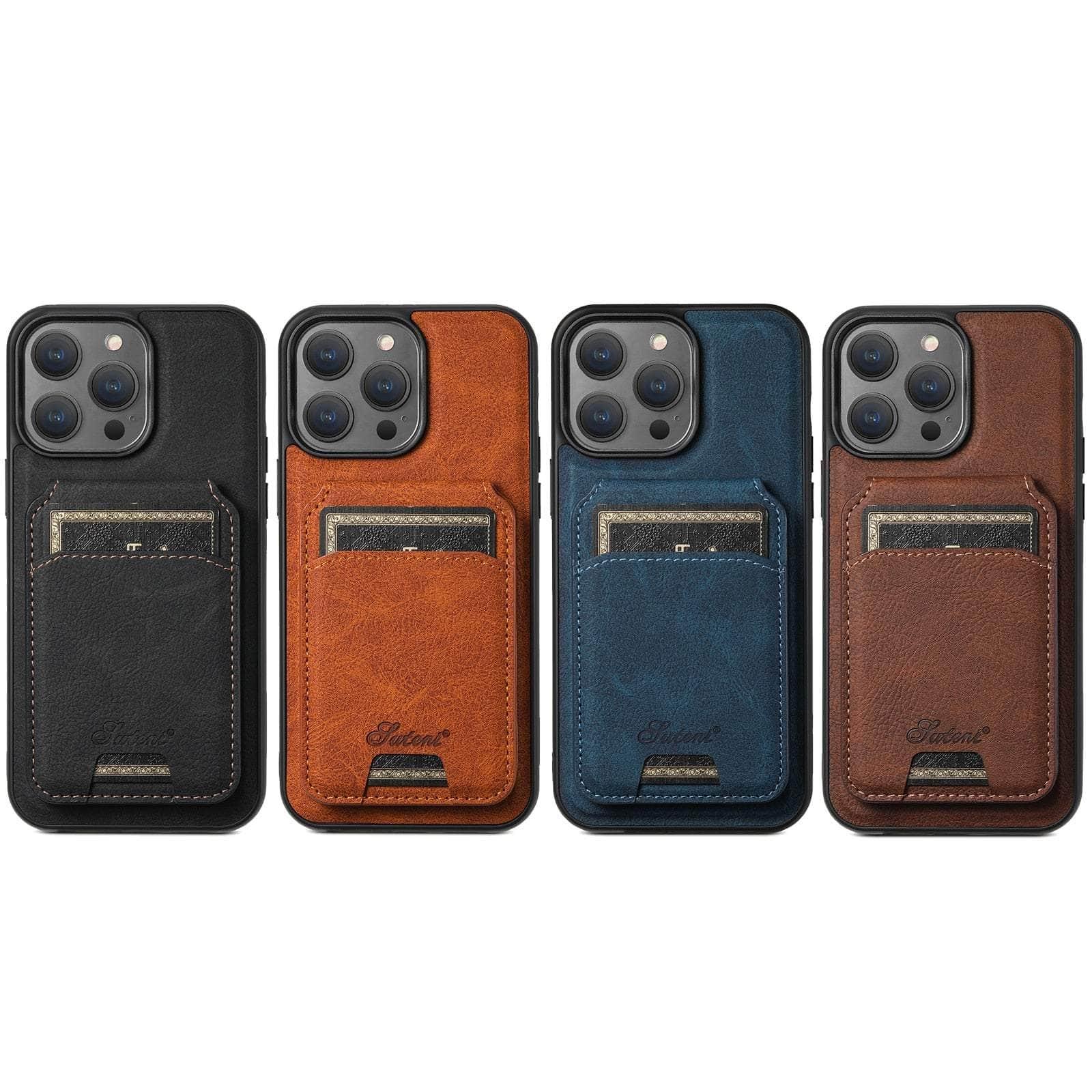 Casebuddy Magnetic iPhone 15 Pro Leather Card Case