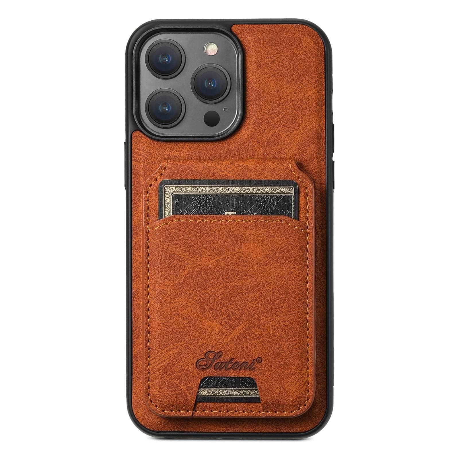 Casebuddy Magnetic iPhone 15 Pro Leather Card Case