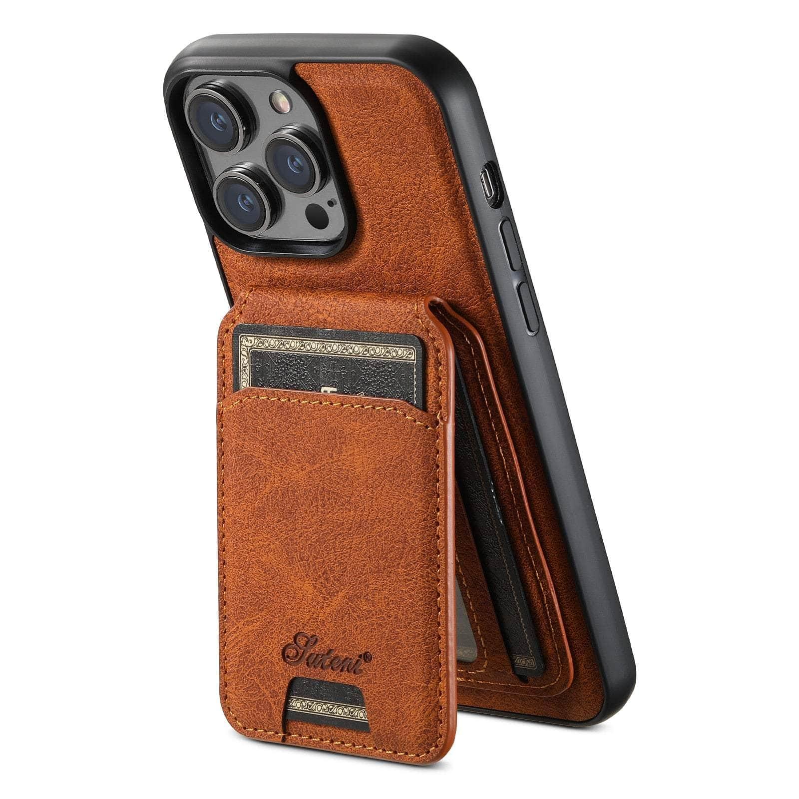 Casebuddy Magnetic iPhone 15 Pro Max Leather Card Case