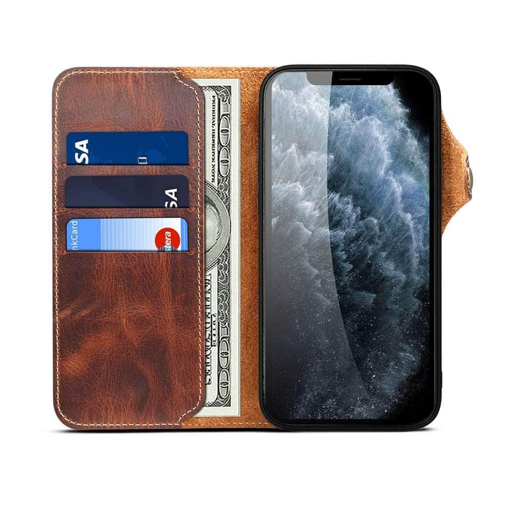 Casebuddy Real Leather iPhone 15 Pro Max Vintage Card Case