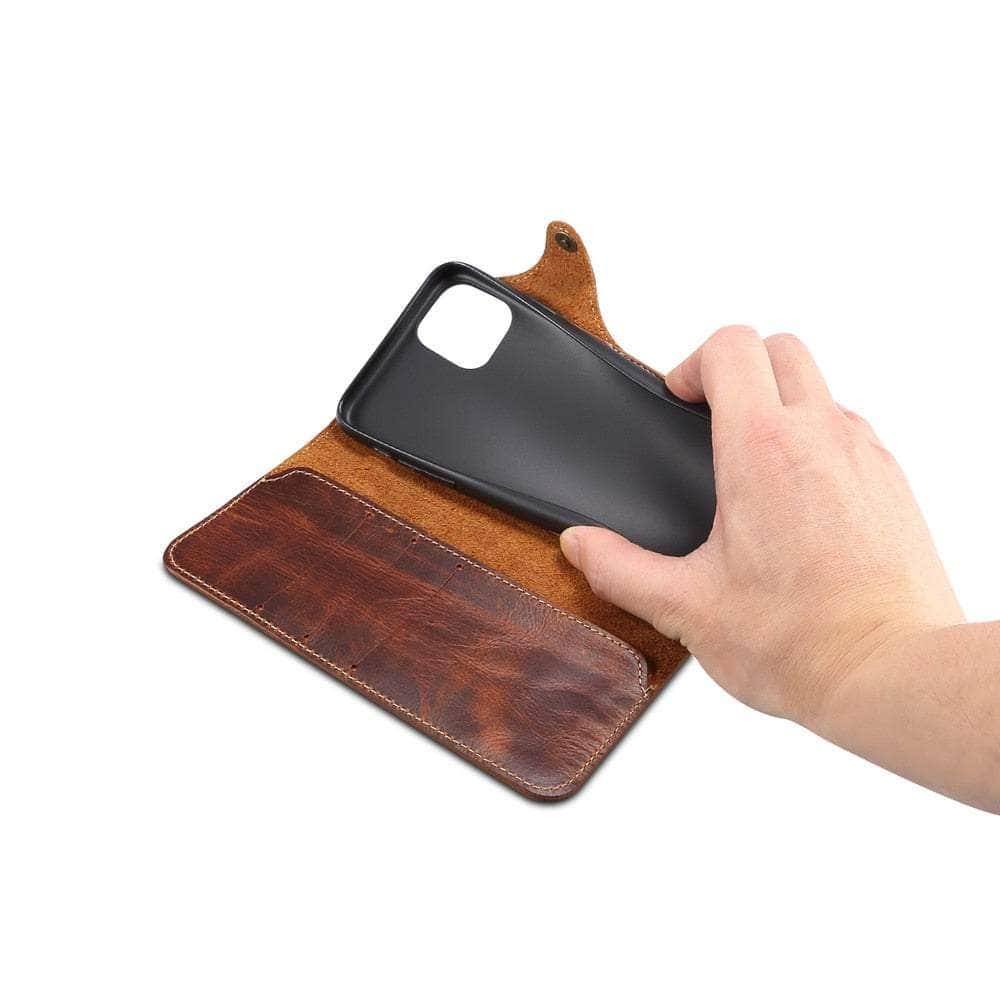 Casebuddy Real Leather iPhone 15 Vintage Card Case