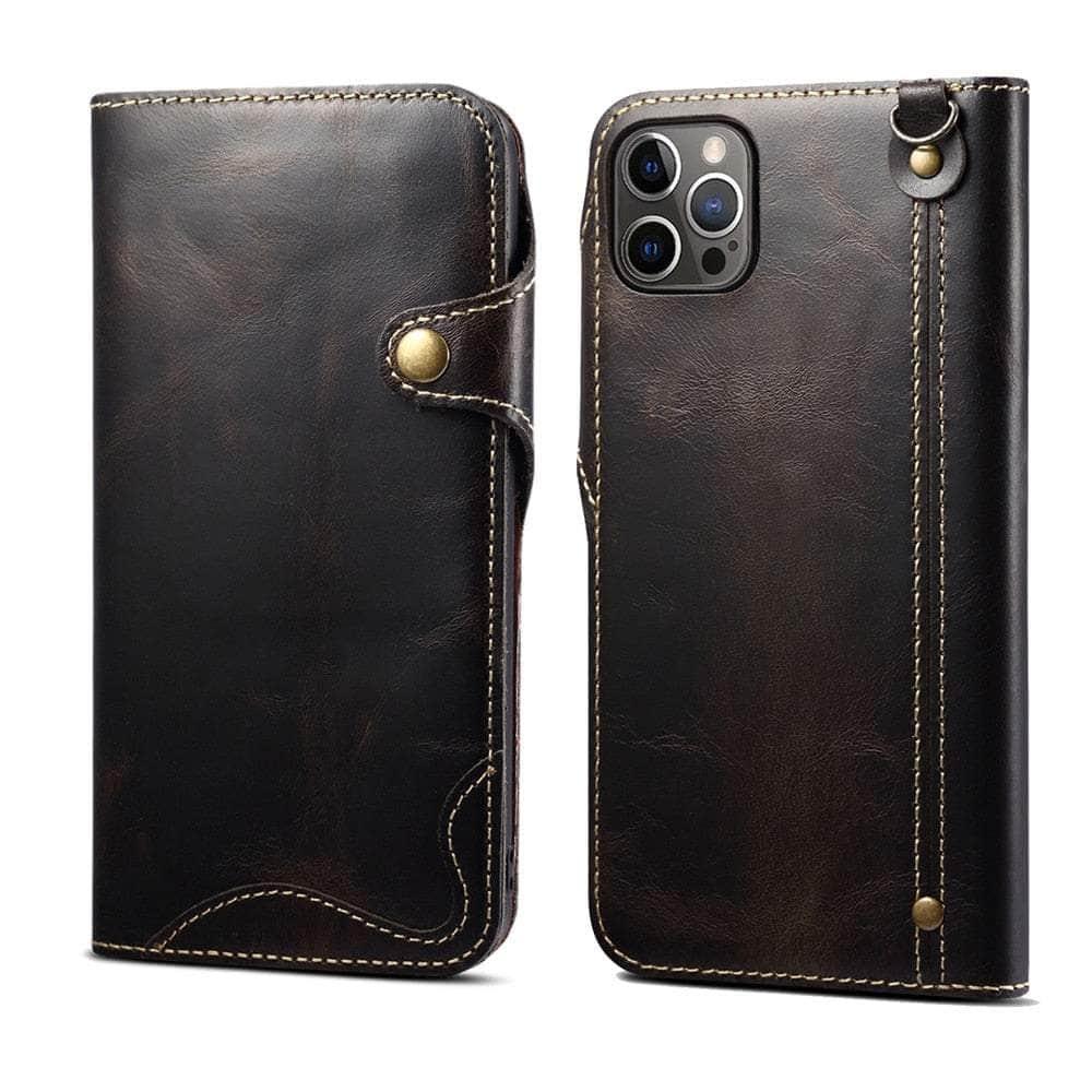 Casebuddy Real Leather iPhone 15 Vintage Card Case