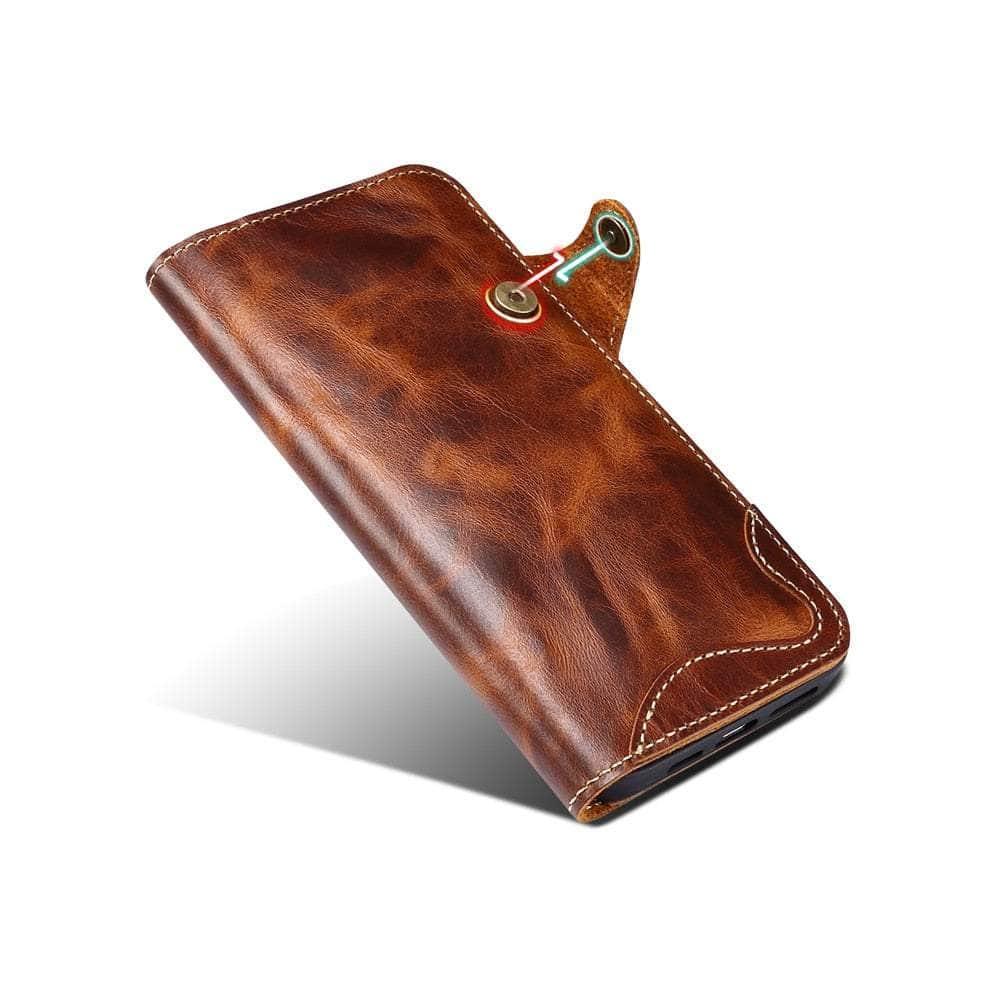 Casebuddy Real Leather iPhone 15 Vintage Card Case