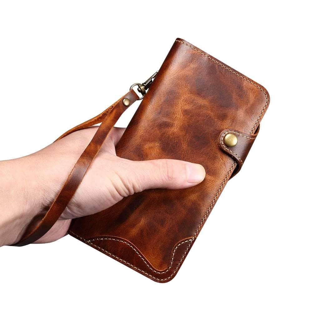 Casebuddy Real Leather iPhone 15 Vintage Card Case