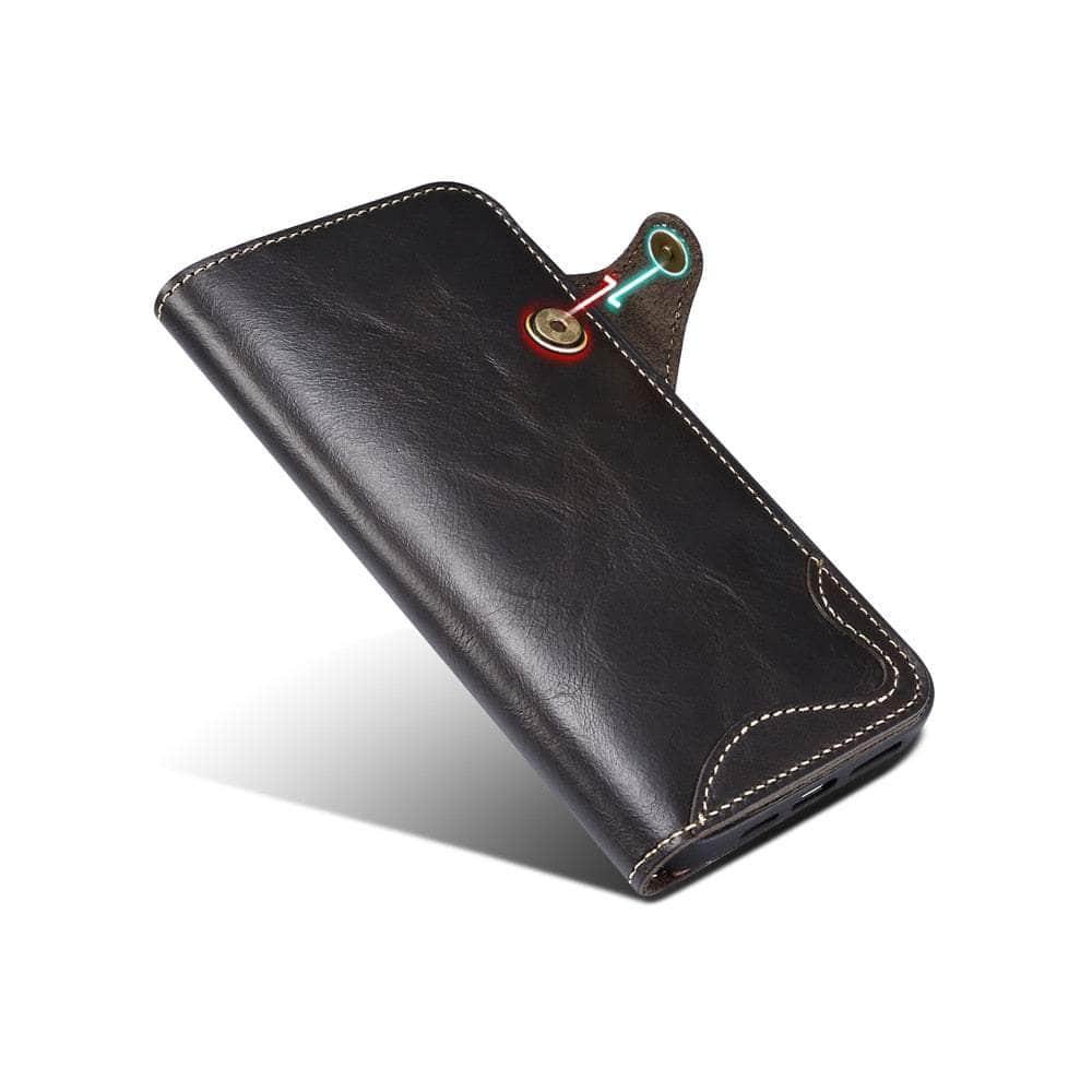 Casebuddy Real Leather iPhone 15 Vintage Card Case