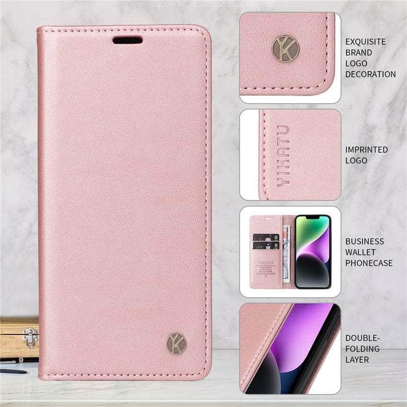 Casebuddy Rose Gold / for Galaxy A24 5G Samsung Galaxy A24 Flip Vegan Leather Case