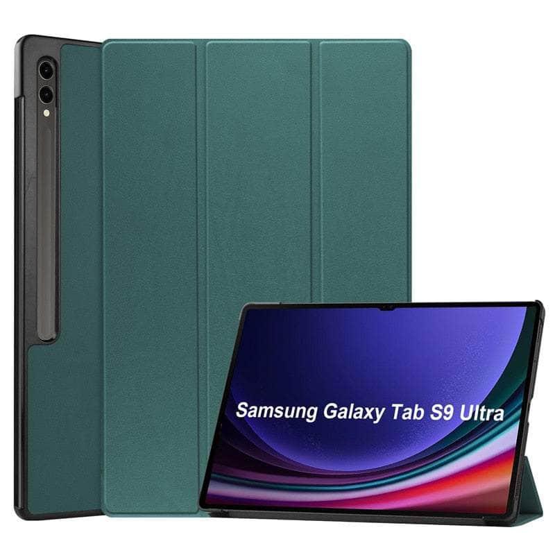 Casebuddy dark green / S9 Ultra (14.6 inch) Tab S9 Ultra Trifold Magnetic Leather Stand