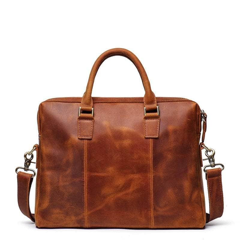 Casebuddy Thick Genuine Crazy Horse Men Briefcase Messenger Bag