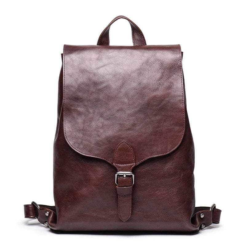 Casebuddy coffee Vintage Full Grain Genuine Leather Backpack