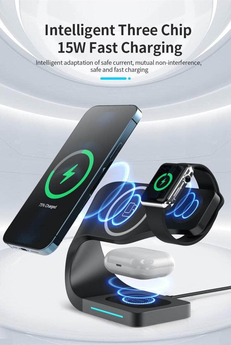 3 in 1 Magnetic Wireless Charger Stand iPhone 12 & 13