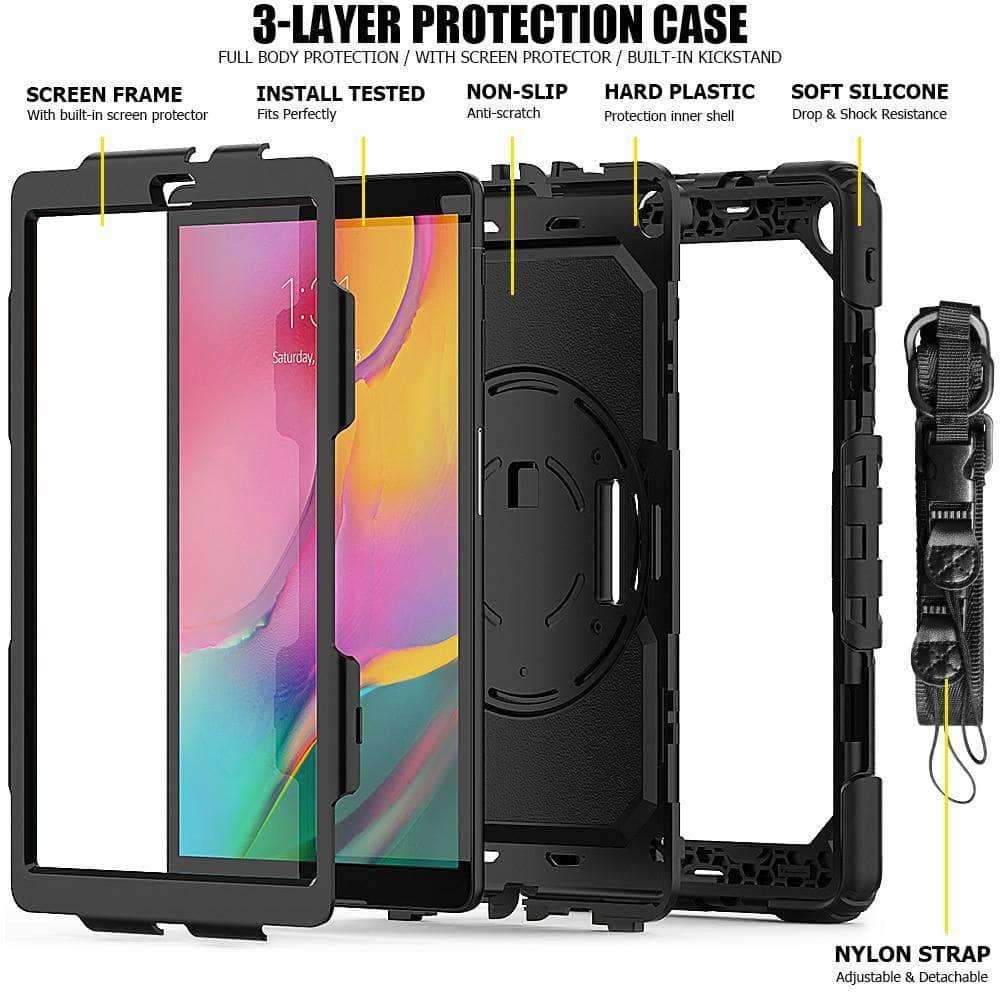 360 Rotation Hand Strap Kickstand Shockproof Silicone Tablet Case Galaxy Tab A 8 2019 T290 T295