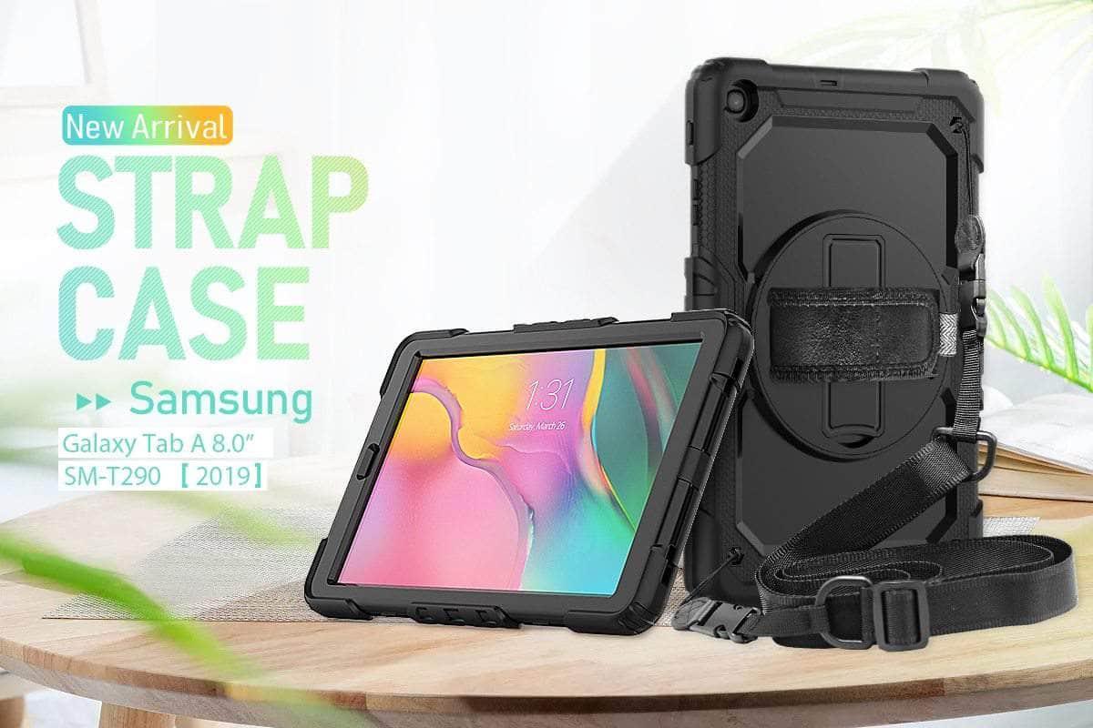 360 Rotation Hand Strap Kickstand Shockproof Silicone Tablet Case Galaxy Tab A 8 2019 T290 T295