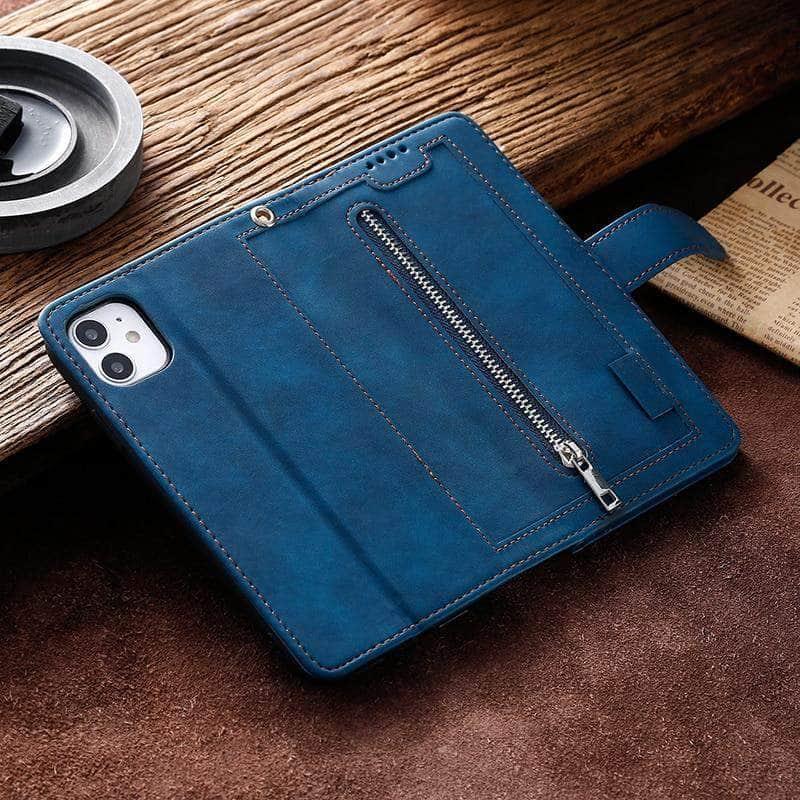 9 Cards Zipper Flip iPhone 13 Leather Case