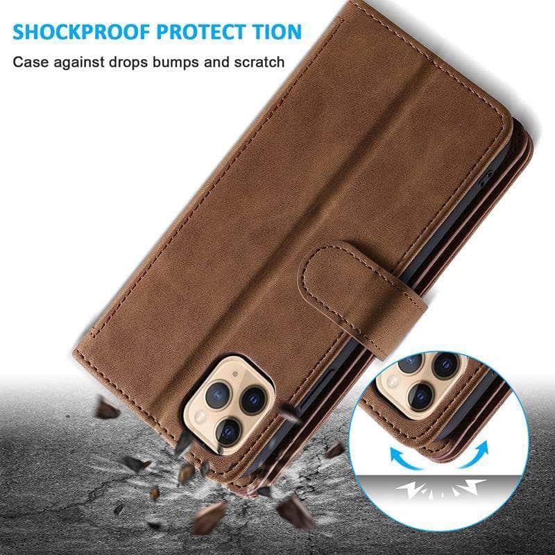 9 Cards Zipper Flip iPhone 13 Leather Case