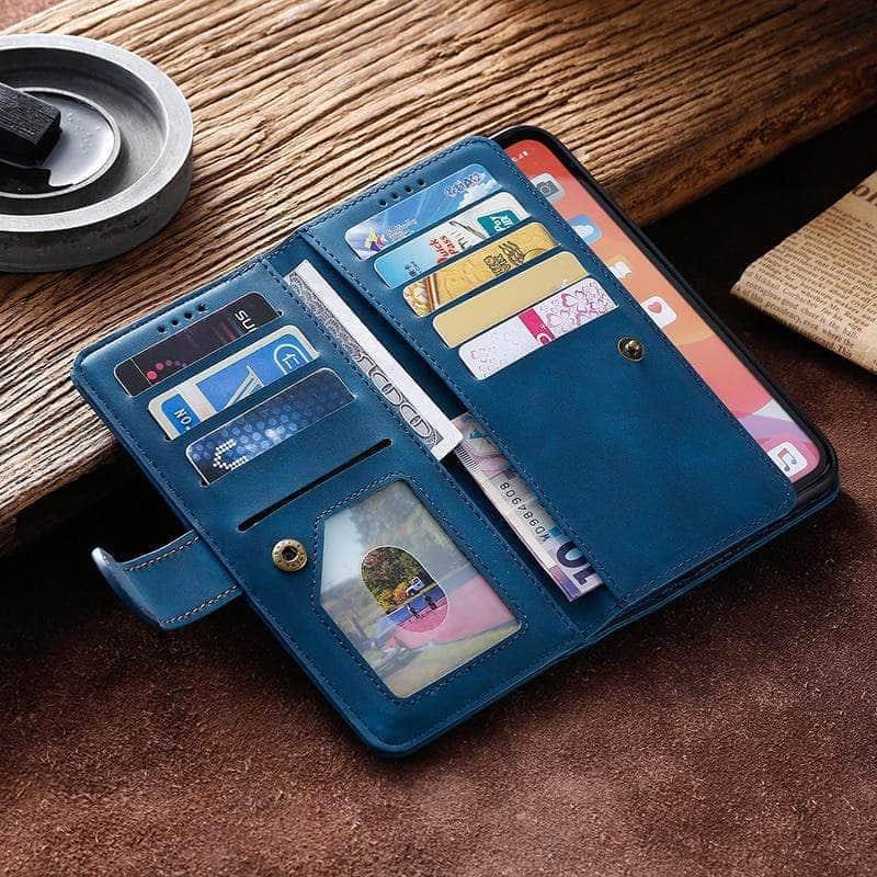 9 Cards Zipper Flip iPhone 13 Leather Case