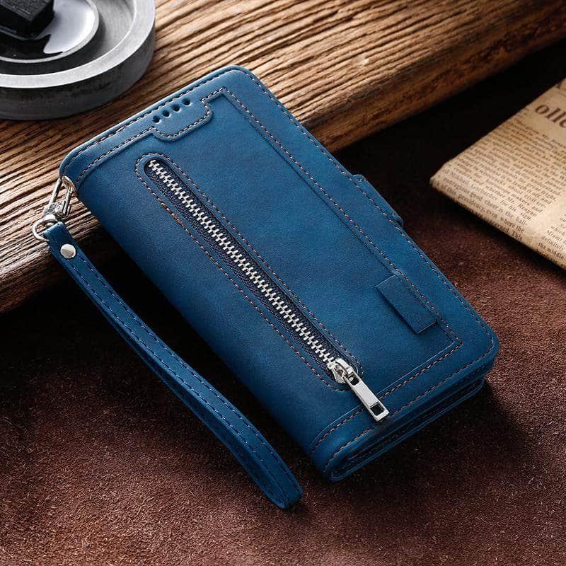 9 Cards Zipper Flip iPhone 13 Leather Case