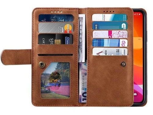 9 Cards Zipper Flip iPhone 13 Pro Leather Case