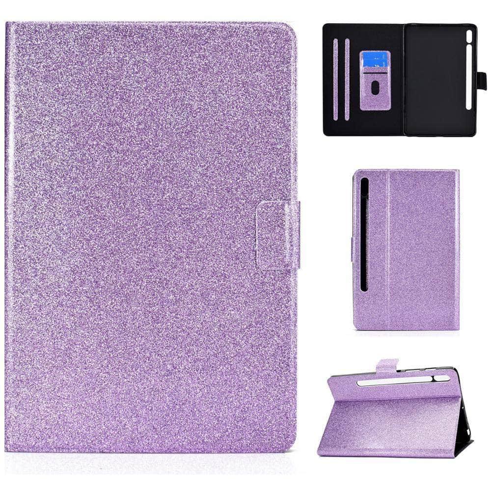 Auto Wake Sleep Smart Cover Galaxy Tab S7 T870 T875 Magnetic Glitter Card Slot Stand Case