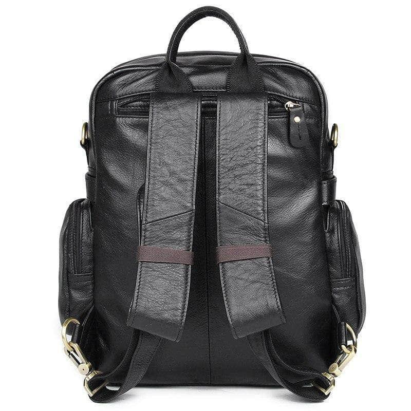 Black Brown Genuine Leather Backpack