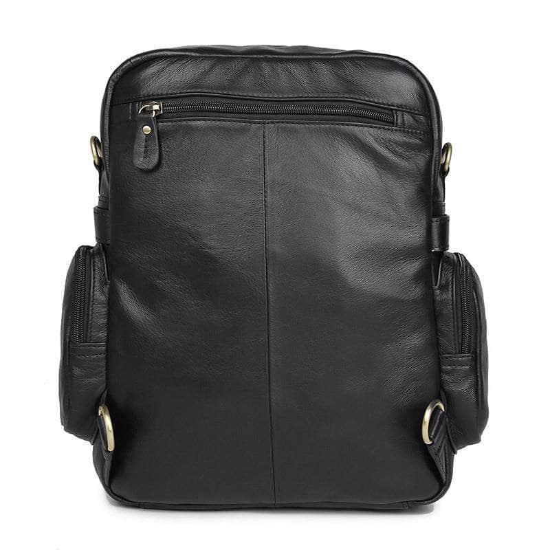 Black Brown Genuine Leather Backpack