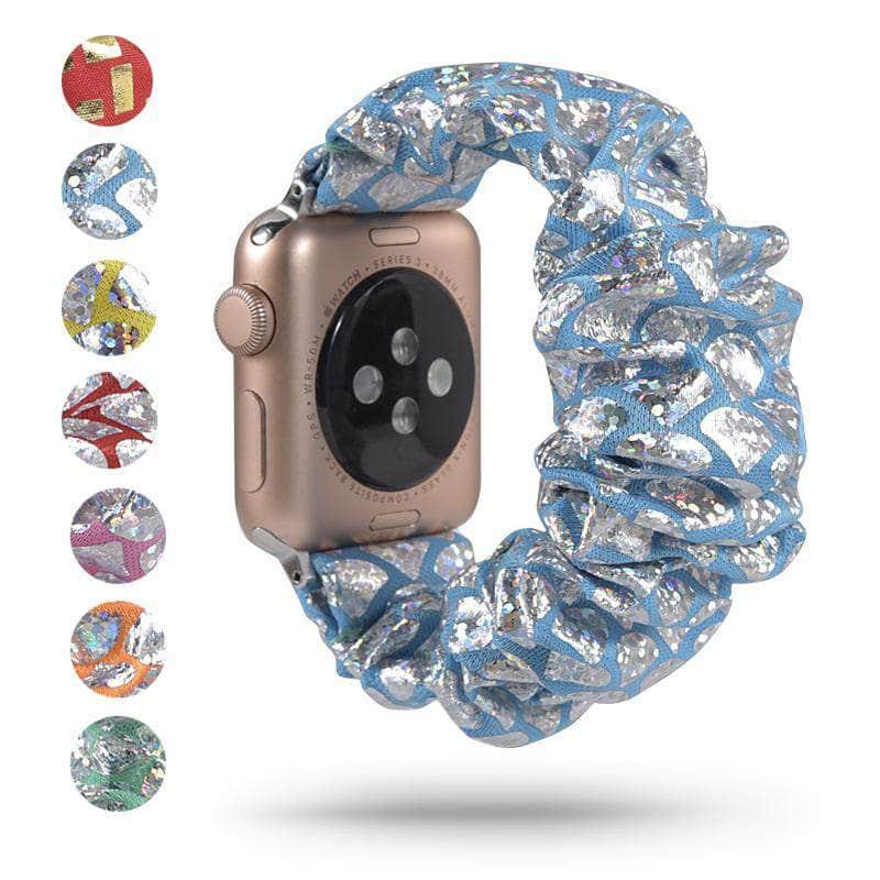 Bling Scrunchies Elastic Strap Apple Watch Band 6 5 4 3 2 SE 44/42/40/38