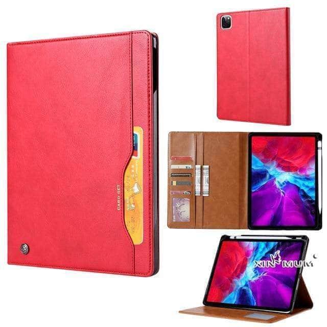 Business Flip Leather Case iPad Pro 11 12.9 2020 Pen Holder Card Slot