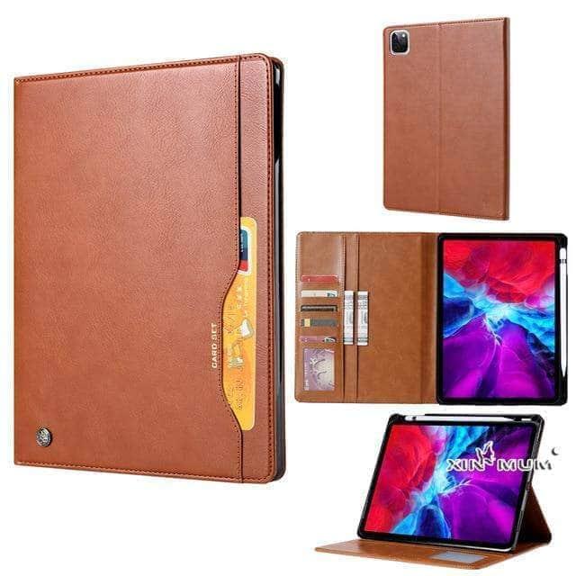 Business Flip Leather Case iPad Pro 11 12.9 2020 Pen Holder Card Slot