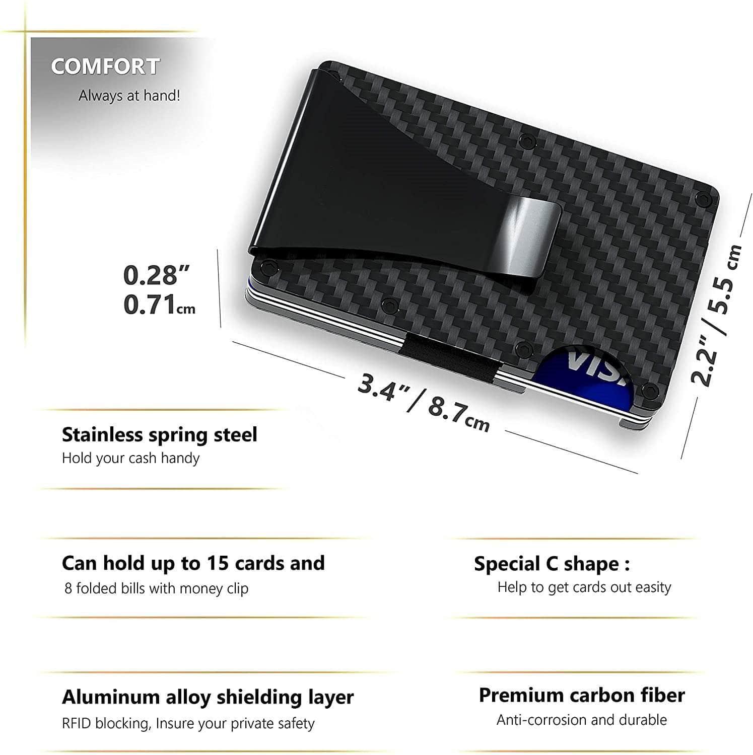 Carbon Fiber Card Holder Mini Slim Wallet RFID Magic Wallet