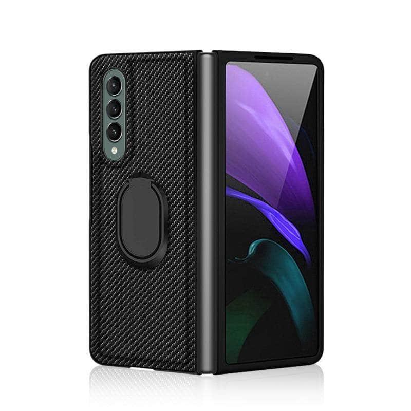 Carbon Fiber Texture Ring Bracket Galaxy Z Fold 3 5G case