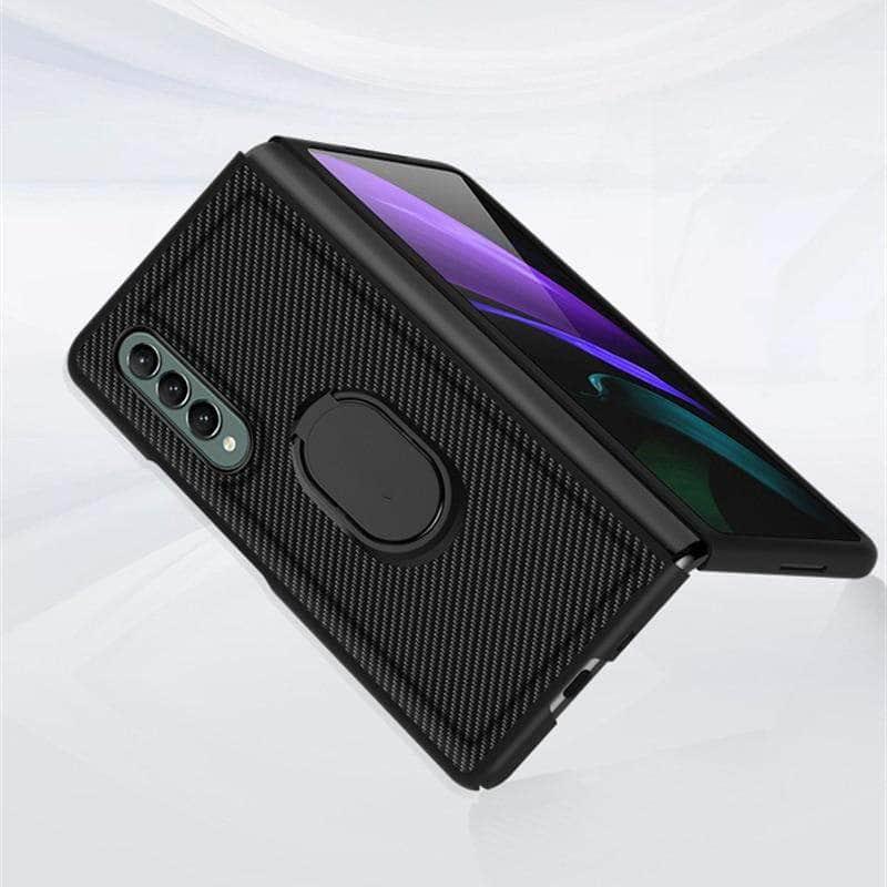 Carbon Fiber Texture Ring Bracket Galaxy Z Fold 3 5G case