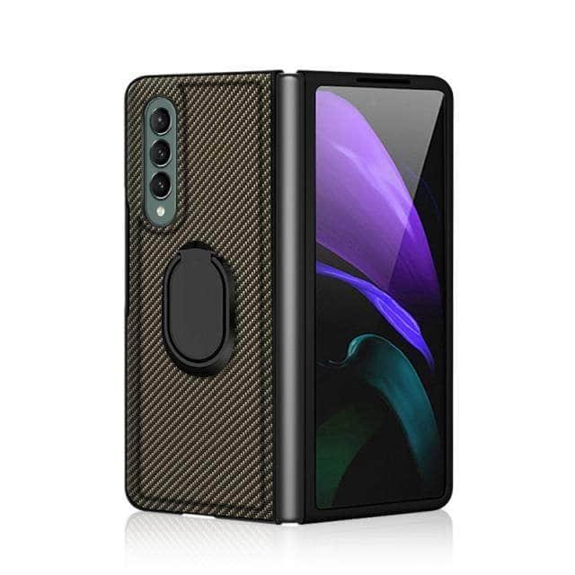 Carbon Fiber Texture Ring Bracket Galaxy Z Fold 3 5G case