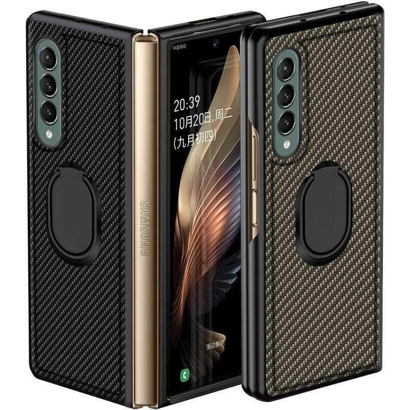 Carbon Fiber Texture Ring Bracket Galaxy Z Fold 3 5G case