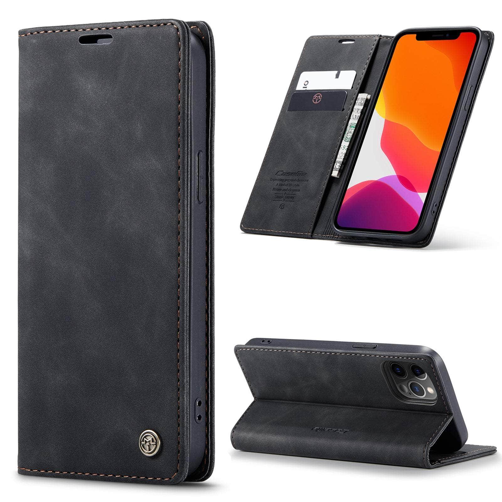 Casebuddy CaseMe iPhone 14 Pro Retro Magnetic Card Leather Wallet