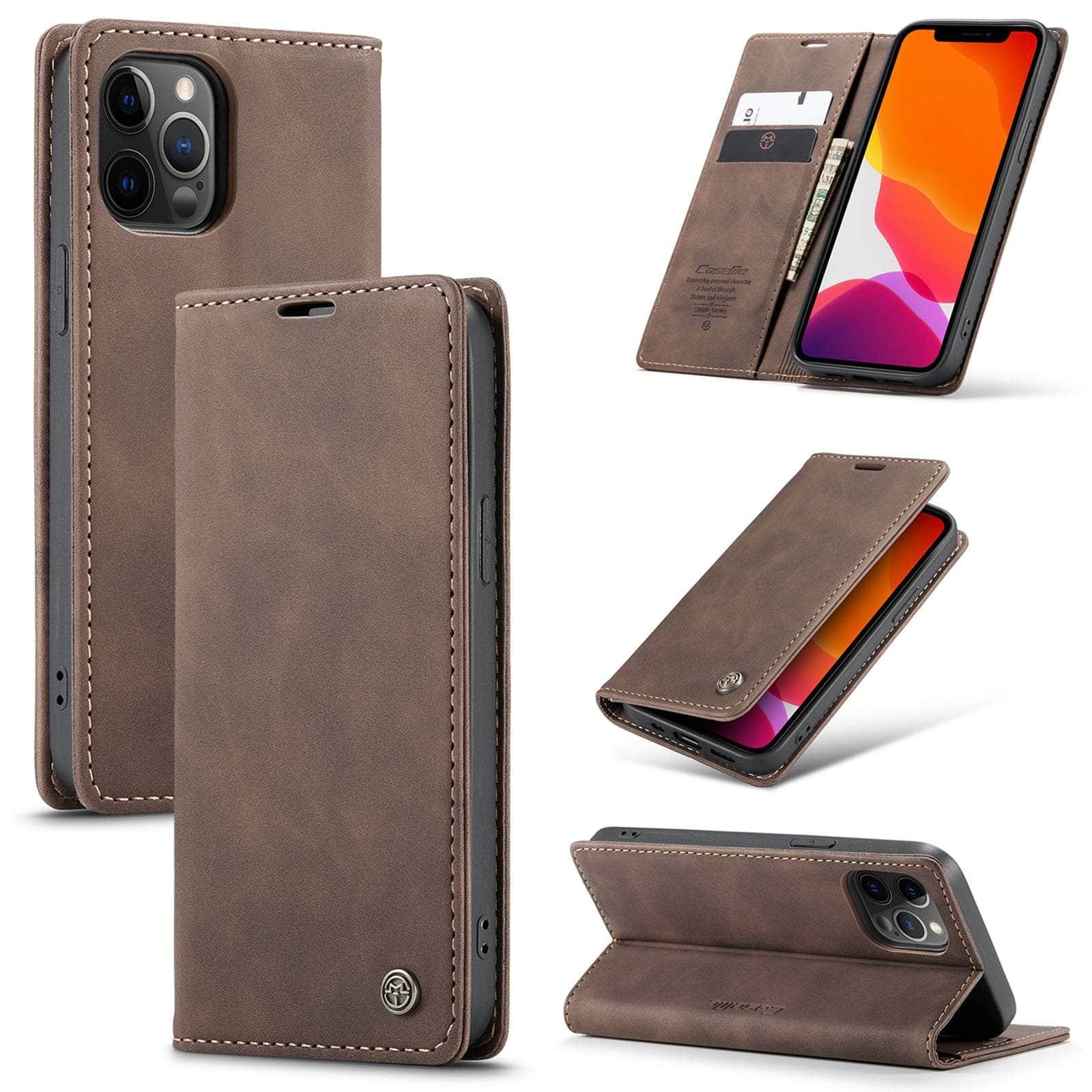 Casebuddy CaseMe iPhone 14 Pro Retro Magnetic Card Leather Wallet