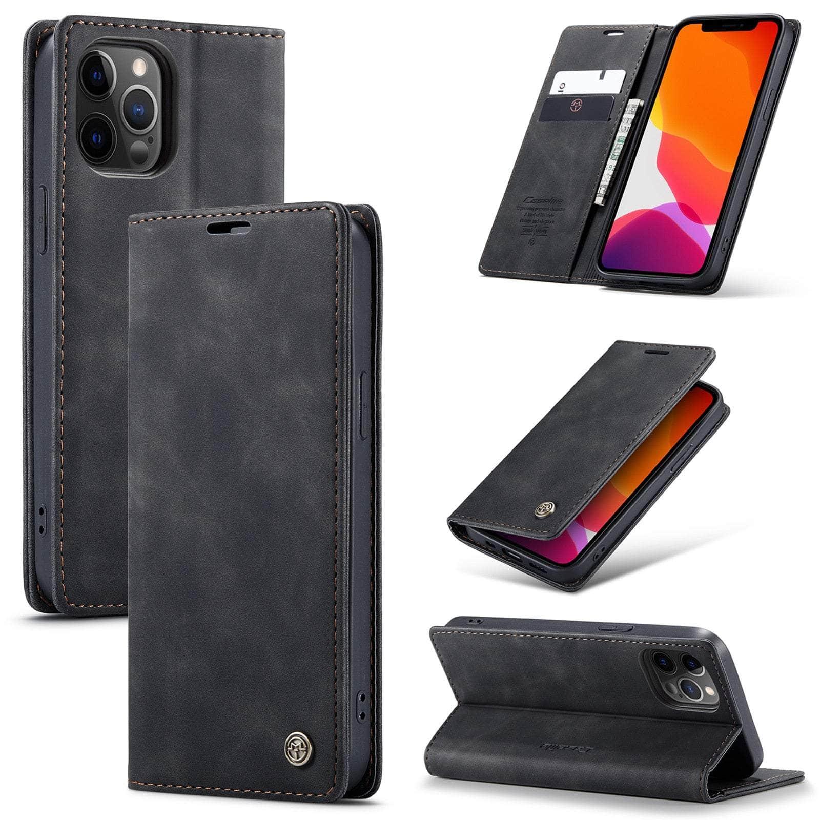 Casebuddy CaseMe iPhone 14 Pro Retro Magnetic Card Leather Wallet