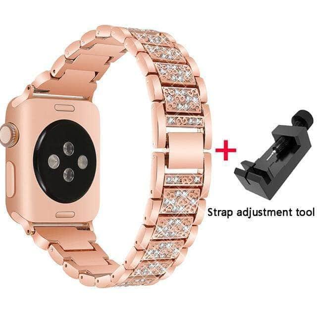 CaseBuddy Australia Casebuddy rose-gold / 44mm Diamond Band Apple Watch 6 5 4 3 SE 44/42/40/38 Stainless Steel