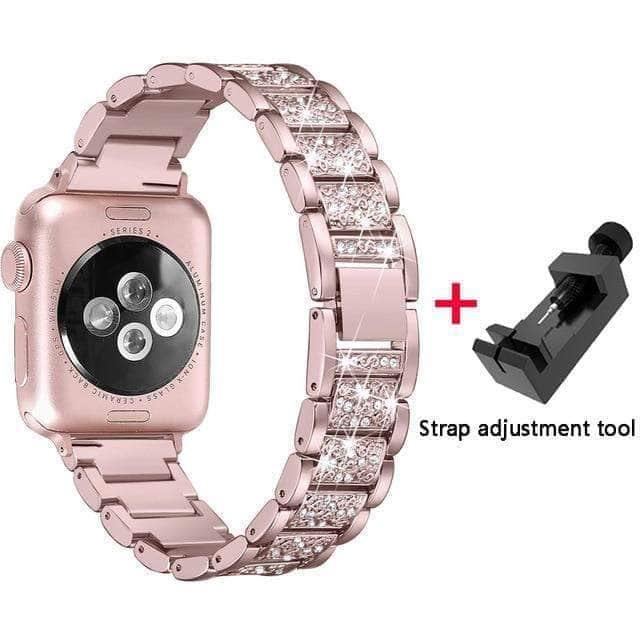 CaseBuddy Australia Casebuddy rose-pink / 44mm Diamond Band Apple Watch 6 5 4 3 SE 44/42/40/38 Stainless Steel