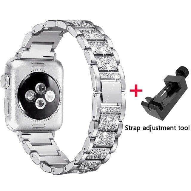 CaseBuddy Australia Casebuddy silver / 44mm Diamond Band Apple Watch 6 5 4 3 SE 44/42/40/38 Stainless Steel