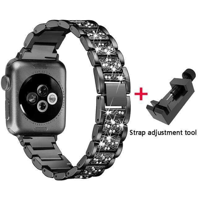 CaseBuddy Australia Casebuddy black / 44mm Diamond Band Apple Watch 6 5 4 3 SE 44/42/40/38 Stainless Steel